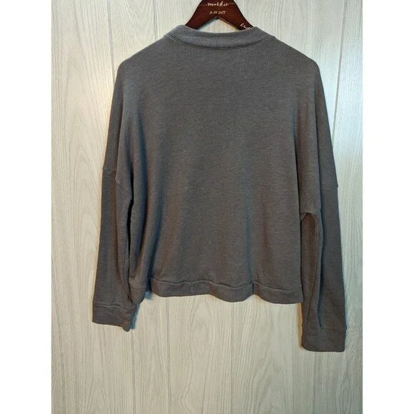 Fabletics Long Sleeve Sweatshirt Women's Gray Lightweight Drawstring Crop Large - Picture 2 of 6